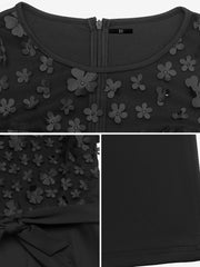 Flower Decor Mesh Sleeveless Tie Waist Jumpsuits
