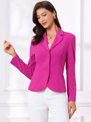 Stretch Notched Lapel Collar Work Office Jacket Blazer