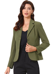 Stretch Notched Lapel Collar Work Office Jacket Blazer