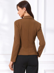 Stretch Notched Lapel Collar Work Office Jacket Blazer