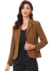 Stretch Notched Lapel Collar Work Office Jacket Blazer
