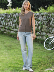 Crew Neck Cap Sleeve Lightweight Casual Pullover Knitted Tops