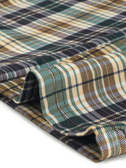 Plaid Cropped Trousers Button Casual Tartan Check Work Pants