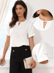 Solid Color Short Sleeve Business Casual Blouse