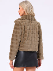 Fluffy Collar Warm Winter Cropped Faux Fur Coat