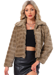 Fluffy Collar Warm Winter Cropped Faux Fur Coat