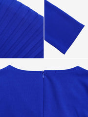 V Neck Short Sleeves Pleated Belted A-Line Midi Dress