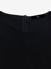 Round Neck Mid Sleeve Pleated Belted A-Line Dress