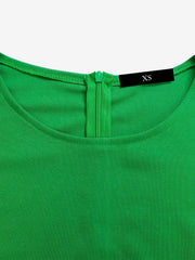 Round Neck Mid Sleeve Pleated Belted A-Line Dress