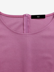 Round Neck Mid Sleeve Pleated Belted A-Line Dress