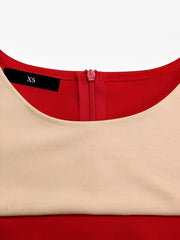 Colorblock Round Neck 3/4 Sleeves Sheath Dress