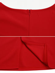 Colorblock Round Neck 3/4 Sleeves Sheath Dress