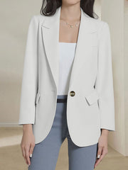Notched Lapel Single Button Long Sleeves Blazer