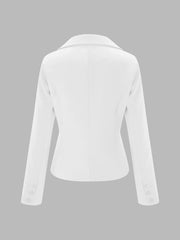 Slim Fit Blazer with Notched Lapel - Tailored Long Sleeve Workwear Jacket