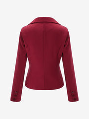 Slim Fit Blazer with Notched Lapel - Tailored Long Sleeve Workwear Jacket