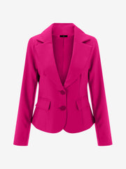 Slim Fit Blazer with Notched Lapel - Tailored Long Sleeve Workwear Jacket