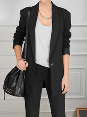 Shawl Collar One Button Mid Length Blazer