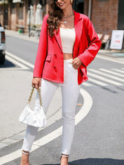 Notched Lapel Long Sleeve Double Breasted Blazer