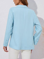 Notched Lapel Long Sleeve Double Breasted Blazer