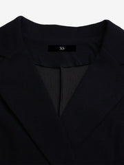 Notched Lapel Colorblock Belted Pleated Midi Dress
