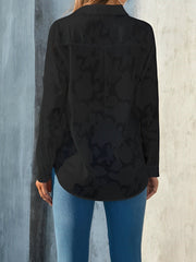 Solid Color Textured Collar Button Down Shirt