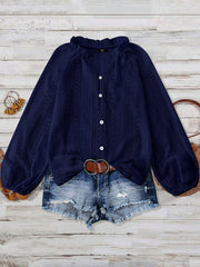 Solid Color Long Sleeves Knitted Sheer Crochet Blouse