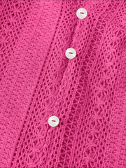 Solid Color Long Sleeves Knitted Sheer Crochet Blouse