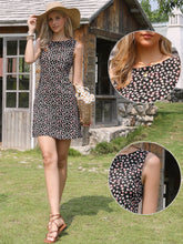 Floral Sleeveless Boat Neck A-Line Summer Mini Sundress