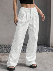 Casual High Waist Striped Wide Legs Trousers Pants