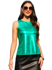 Metallic Sleeveless Shiny Shimmer Party Club Tank Top