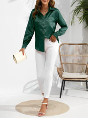 Satin Collared Button Down Long Sleeves Blouse