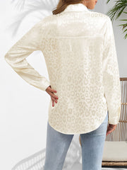 Satin Collared Button Down Long Sleeves Blouse