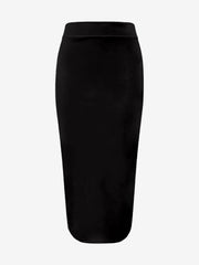 Solid Color High Waist Slit Midi Pencil Skirt