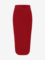 Solid Color High Waist Slit Midi Pencil Skirt