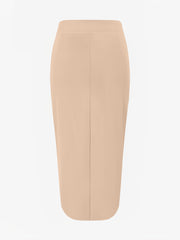 Solid Color High Waist Slit Midi Pencil Skirt