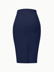 Solid Color High Waist Slit Knee Length Pencil Skirt