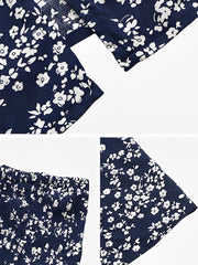 Floral Smocked Waist Slit Midi A-Line Skirt