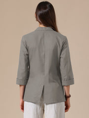 3/4 Sleeve Lightweight Cotton Linen Casual Blazer