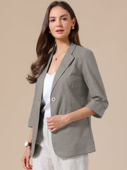 3/4 Sleeve Lightweight Cotton Linen Casual Blazer