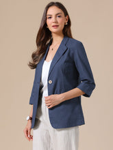 3/4 Sleeve Lightweight Cotton Linen Casual Blazer