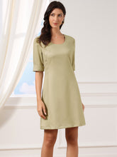 Short Sleeve Round Neck A-Line Business Casual Office Work Dress