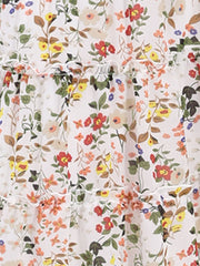 Chiffon Floral Printed Long Tiered Ruffle Boho Midi Skirt