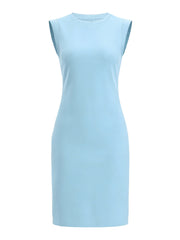 Sleeveless Round Neck Casual Split Midi Dress