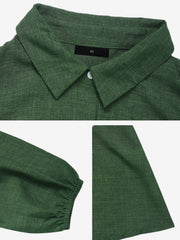 Collared Button Down Long Sleeves Midi Shirt Dress