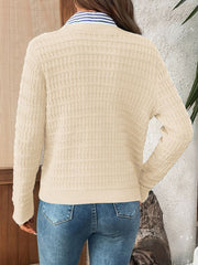 Round Neck Long Sleeves Button Down Knitted Cardigans