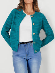 Round Neck Long Sleeves Button Down Knitted Cardigans