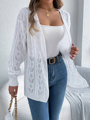 Casual Solid Color Hollow Long Sleeves Cardigan