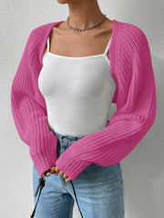 Ribbed Knit Open Front Long Sleeves Cardigan Shrugs