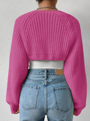 Ribbed Knit Open Front Long Sleeves Cardigan Shrugs