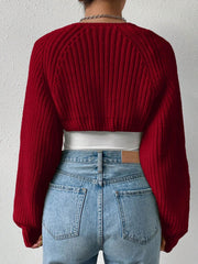 Ribbed Knit Open Front Long Sleeves Cardigan Shrugs